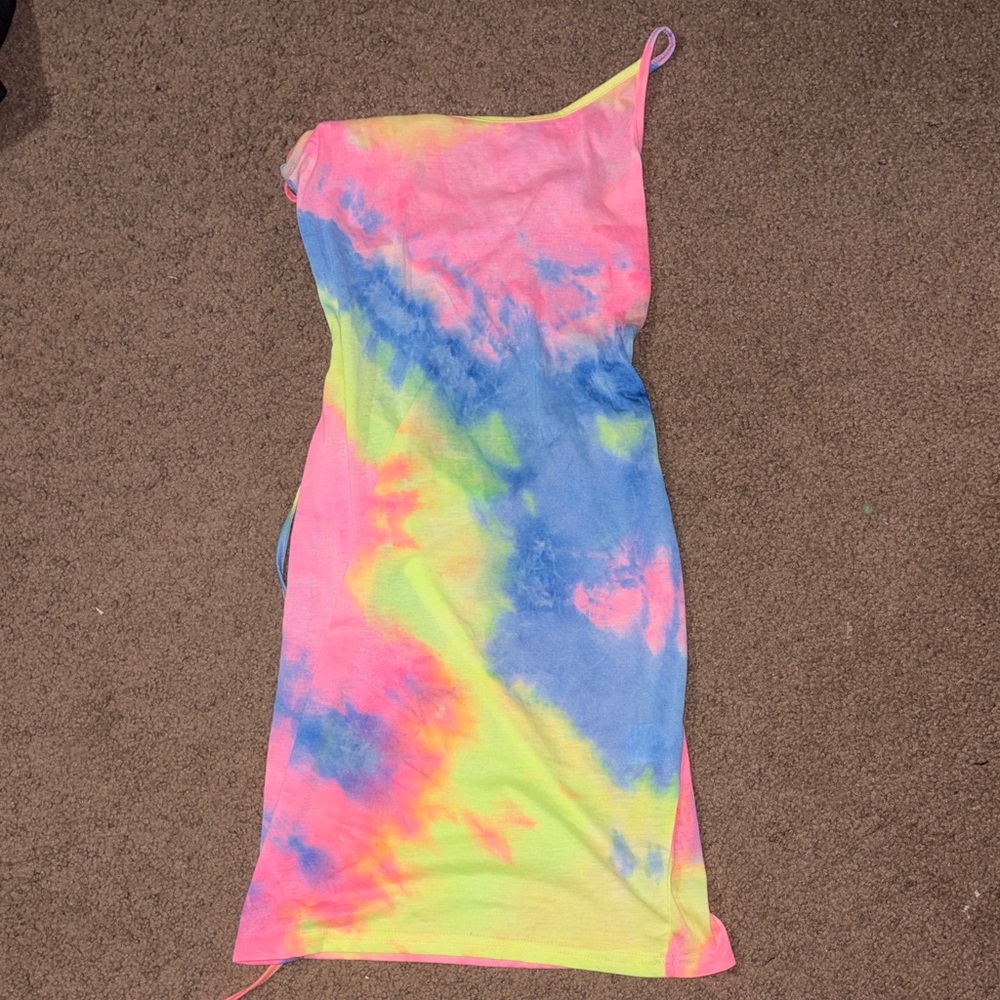 SHEIN Tie-Dye Mini Dress - Pink, Blue, Yellow